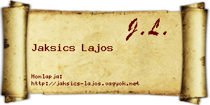 Jaksics Lajos névjegykártya